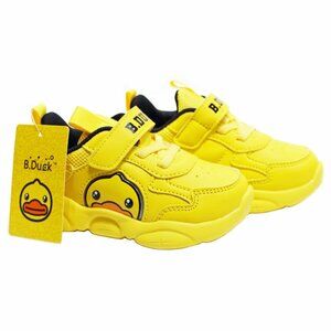B.Duck Toddler Sneakers Girl or Boy 3D Cartoon Bright Yellow Hook & Loop Size 7